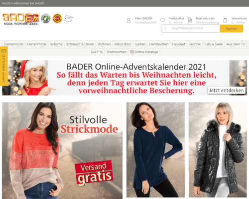 So sieht die Webseite von Bader aus